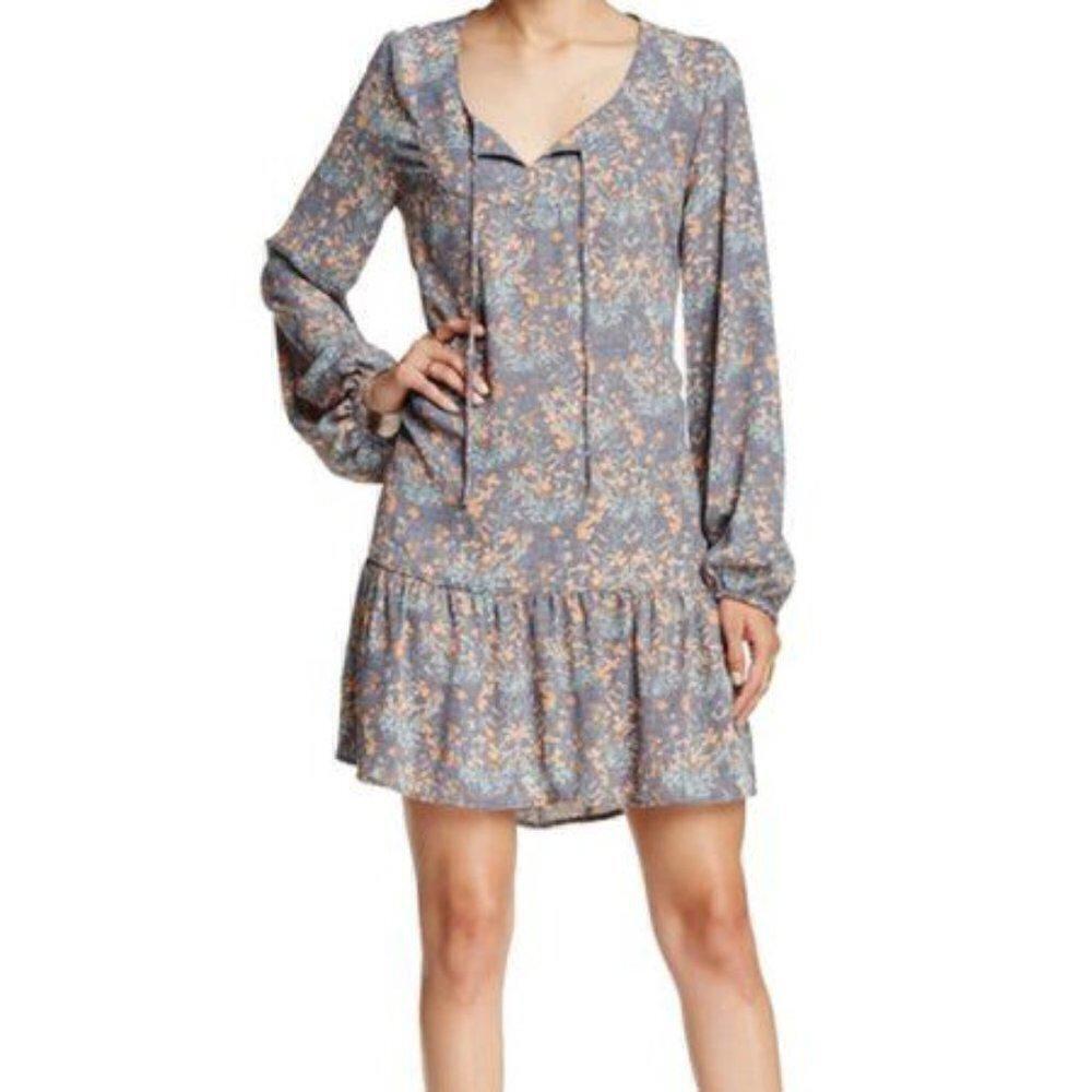 Melrose and Market Floral Print Long Sleeve Mini Dress Size Medium